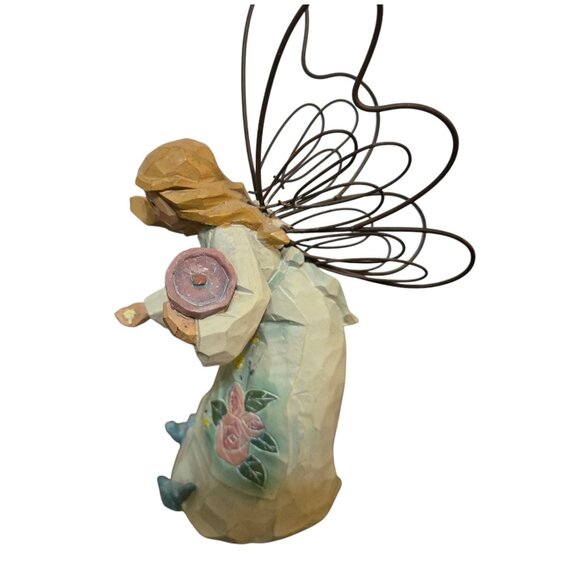 Angel Figurine Feeding Blue Birds Bluebirds Wire Wings AS IS - Picture 13 of 16